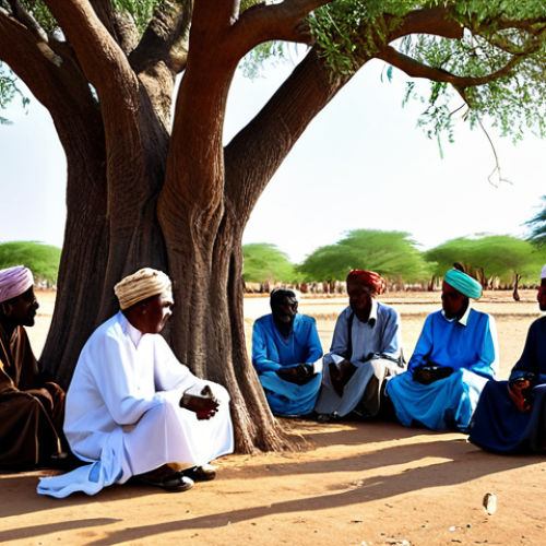 **

"A gathering of Somali elders in a village, fully clothed in traditional attire, discussing community matters under a large acacia tree, safe for work, appropriate content, professional, modest clothing, perfect anatomy, natural proportions, high-quality photography, family-friendly."

**