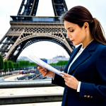 **

"A professional female architect in a stylish yet modest business suit, reviewing blueprints on a construction site in Paris, Eiffel Tower in the background, fully clothed, appropriate attire, safe for work, perfect anatomy, natural proportions, architectural photography, high quality"

**
