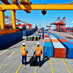 Modern Somali Port**

"A bustling Somali port with modern cranes loading shipping containers onto a large cargo ship, fully clothed dockworkers in appropriate attire overseeing the operation, safe for work, bright sunny day, clear blue sky, professional photography, perfect anatomy, correct proportions, realistic rendering, high quality, appropriate content, family-friendly, professional."

**