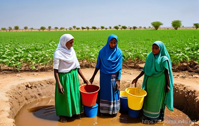 소말리아의 주요 농기구 - **Prompt:** A resilient Somali farmer, an elderly man in his 60s, is diligently working in an arid b...