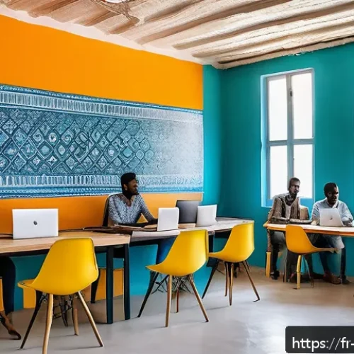 Home 33 소말리아의 청소년 활동 - A vibrant co-working space in Mogadishu filled with young Somali entrepreneurs collaborating on tech...